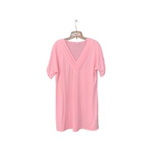 Sheer Pink V-Neck T-Shirt Dress (Size M)